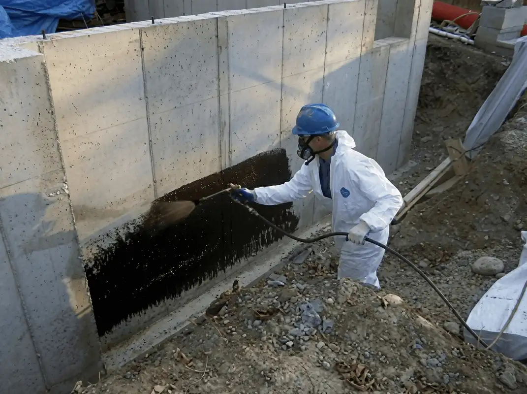 Professional waterproofing the exterior walls of the basement in Duluth, MN